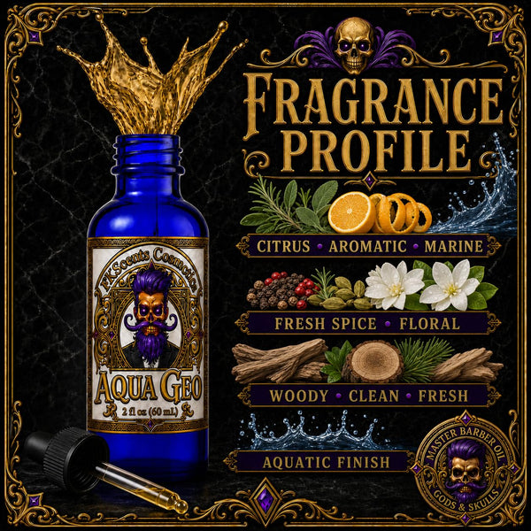 Luxury Anti-Aging Beard & Body COLOGNE | 11 Natural Oils with Plant Retinol for Revitalizing Skin and Hair (Aqua Geo, Eternal, Obsessed)