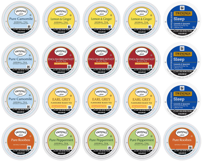 Twinings 20 Count Herbal & Decaffeinated Sampler Assorted Keurig 2.0 K-Cups Ã¢Â