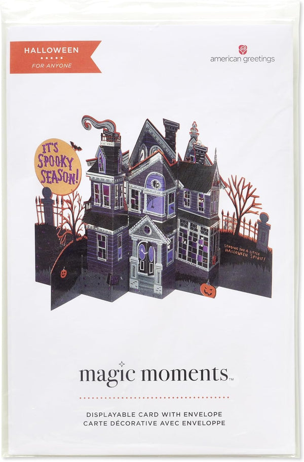 American Greetings Pop Up Halloween Card for Kids or Adults, Displayable 3D Haunted House Halloween Pop Up Card for Boo Baskets (Spooky Season)
