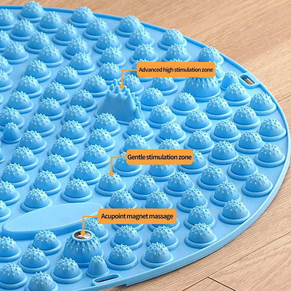 Portable Foldable Foot Massage Mat, Pressure Point Massage Mat, Anti-Fatigue Standing Desk Mat, Standing Pad, Relieves Foot Pain (Blue, Large)