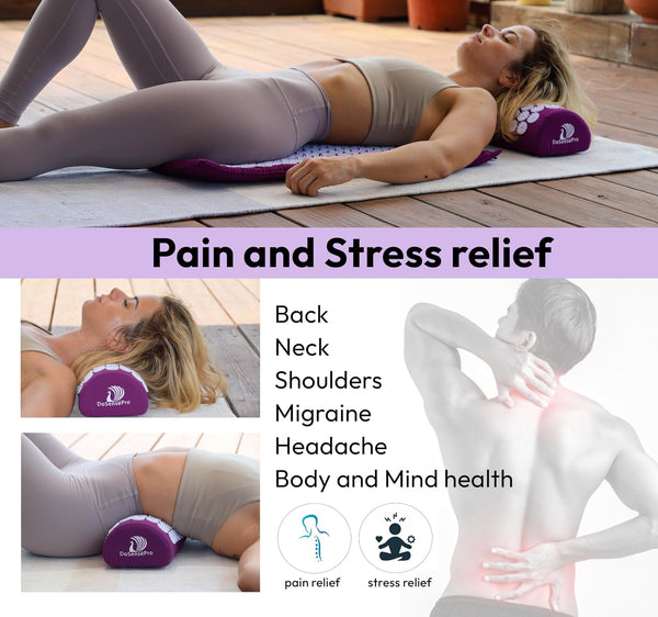 Acupressure Mat & Pillow Set for Sciatica Pain Relief, Extra-Long 29” Acupuncture Mat for Back & Neck Pain, Stress Relief & Better Sleep, with