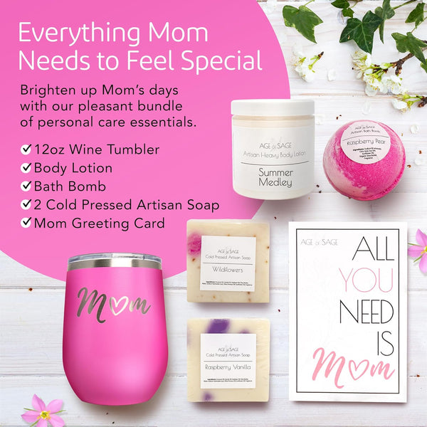 Mom Spa Gift Basket for Women - Self Care Basket, Relaxation, Pampering Gifts for Girlfriend, Wife, Mom, Sister, Friends - Birthday Bundles,