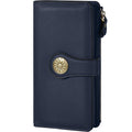 Travelambo Women's Wallet RFID Blocking Trifold Clutch Large Capacity Credit Card Holder Travel Purse ReNapa Blue Navy