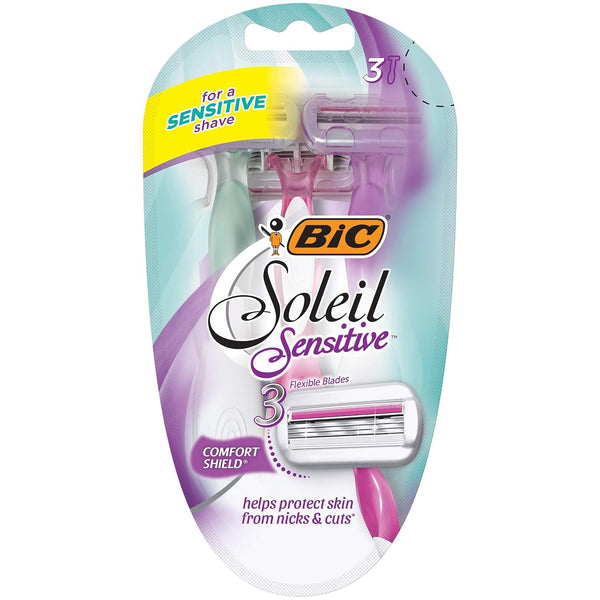 BIC Soleil Glow Razors, 3 Count Silver 3 Count (Pack of 1)