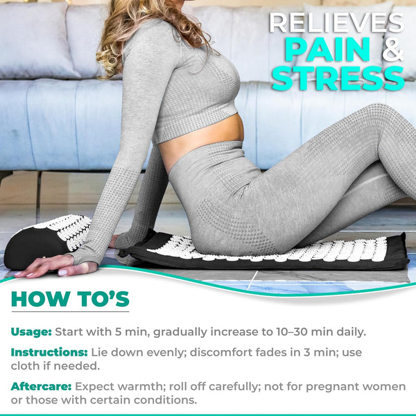Sivan Back and Neck Pain Relief Acupressure Mat and Pillow Set, Chronic Back Pain Treatment - Relieves Your Stress of Lower Upper Back and Sciatic
