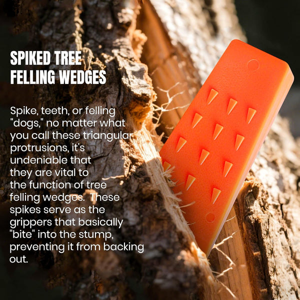 AR-PRO 6 Pack Tree Felling Wedges with Spikes for Safe Tree Cutting – 5.5” Wedges with Storage Bag; 6 Felling Dogs to Guide Trees Stabilize and