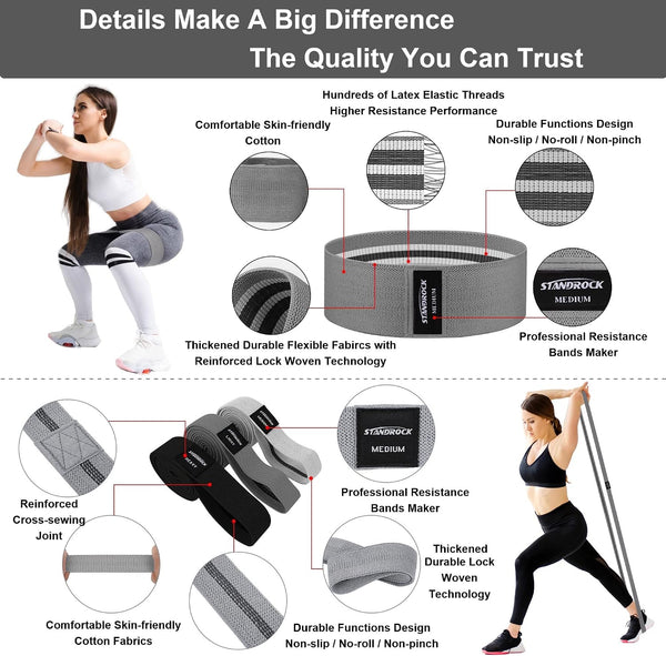 Fabric Resistance Bands for Working Out, 3 and 4 Levels Booty Bands Long Resistance Bands for Women and Men | Elastic Bands for Exercise Bands