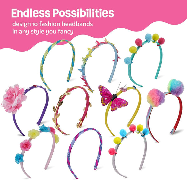 Headband Making Kit for Girls - Arts & Crafts Gift - Make Your Own Fashion Headbands for Kids - DIY Hair Accessories Set - Gift for Ages 5-12 Year