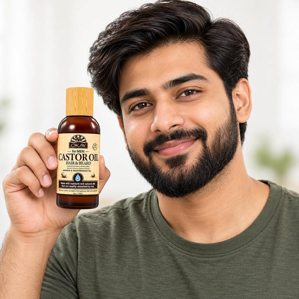 OKAY Men's Hair & Beard Castor Oil - 4 oz / 118 ml 4 Fl Oz (Pack of 1)