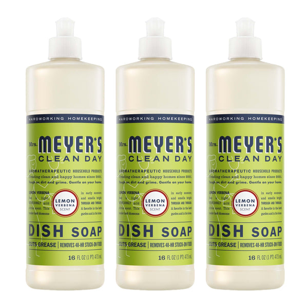 Mrs. Meyer's Clean Day, Liquid Dish Soap, Lemon Verbena, 16 Fl Oz, 3 Count 16 Fl Oz (Pack of 3) Lemon Verbena