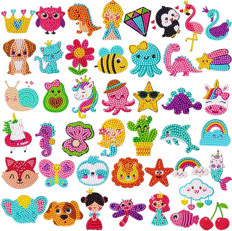 EAPHANT Diamond Art Stickers Kits, 44 Designs Diamond Painting Kits for Kids Gem Arts and Crafts Painting Kits for Kids Ages 4-8 8-12 multi-coloured