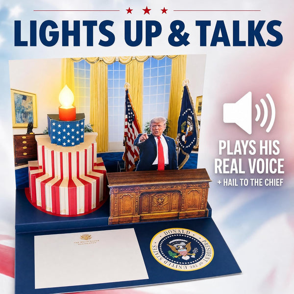 Donald Trump Pop Up Birthday Card with Real Voice & Music - 3D Oval Office