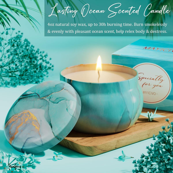 Birthday Gifts for Women Self Care Get Well Soon Gifts, Ocean Relaxing Spa Gift Basket Thinking of You Care Package with Flannel Blanket,