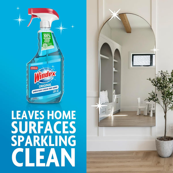 Windex Glass & Window Cleaner Spray Bottle, Original, 23 oz (6-Pack) Original 23 Fl Oz (Pack of 6)
