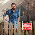 8 Pack Private Property No Trespassing Sign 9 x 12 Inch Weatherproof, Water Resistant, Easy to Mount, Durable Ink, Indoor and Outdoor Keep, for