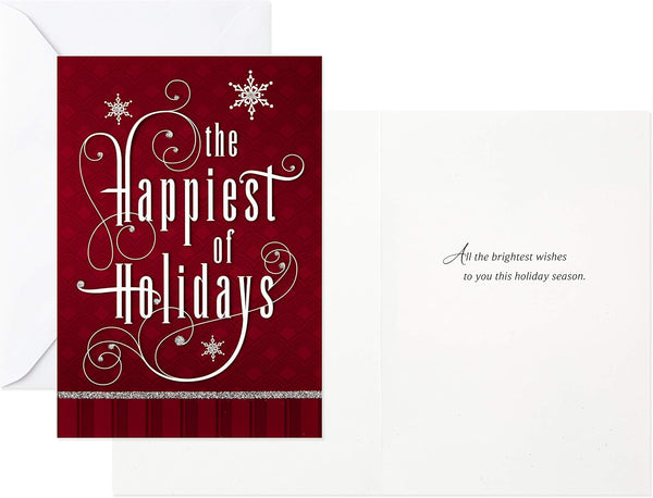 Hallmark Image Arts Christmas Boxed Cards Assortment, Elegant Lettering (4 Designs, 24 Cards with Envelopes) Red and Green Elegant Lettering