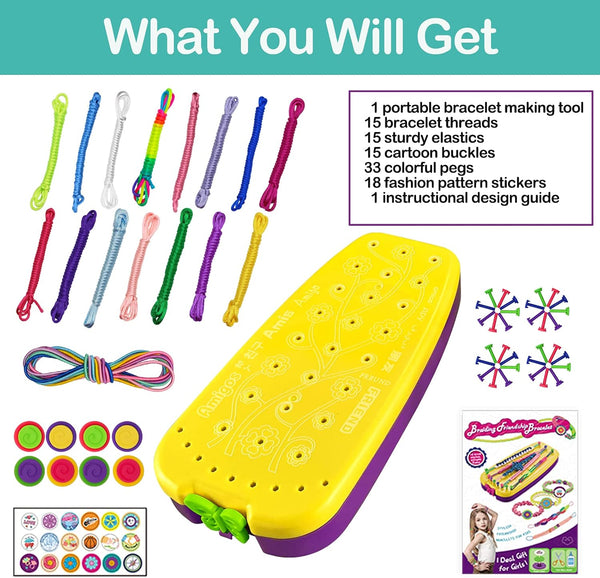Friendship Bracelet Making Kit Toys, Ages 7 8 9 10 11 12 Year Old Girls Gifts Ideas, Birthday Present for Teen Girl, Arts and Crafts String Maker