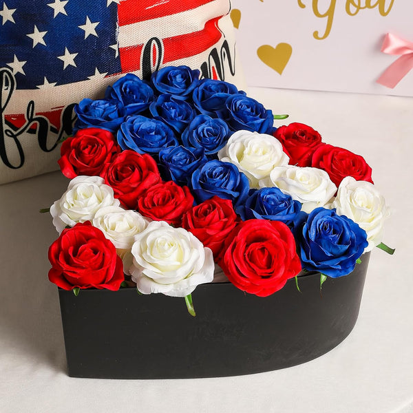 Hawesome 12PCS Artificial Silk Flowers Realistic Roses Bouquet Long Stem for Home Wedding Decoration Party (Red, 6 Flowers 6 Buds) Red 6 Flowers 6