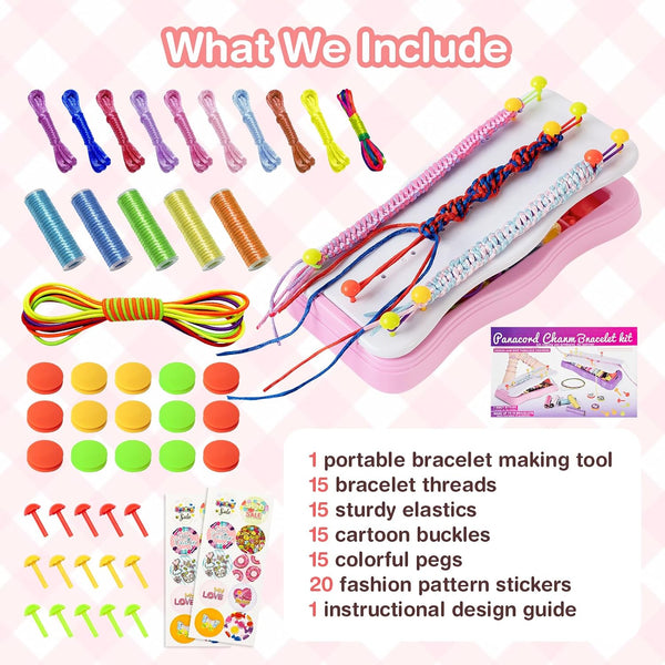 Bracelet Making Kit Toys for Ages 8+ Year Old Girls Gifts Ideas, kit Birthday Gifts for Teen Girls, Arts and Crafts String Maker Tool, Portable