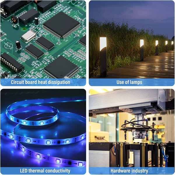 Thermal Adhesive Tape, 25m x 10mm x 0.20mm Double Side Thermal Tapes Cooling Heatsink Pad Apply to LED, IGBT IC Chip Computer CPU GPU Modules MOS
