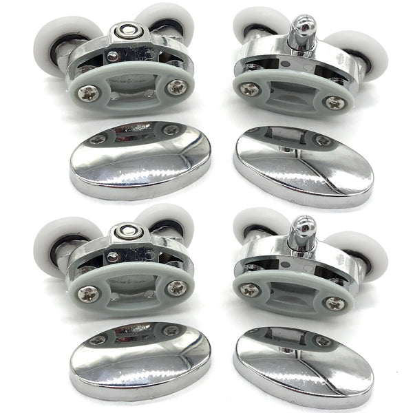 YUANQIAN Set of 4 New Oval Butterfly Twin Wheel Shower Door Rollers 23mm Distance :27mm