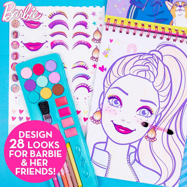 Barbie Makeup Artist Magazine by Horizon Group USA, Create Your Own Hair & Makeup Looks Using 130+ Stencils, 180+ Stickers, Crayons, Pretend