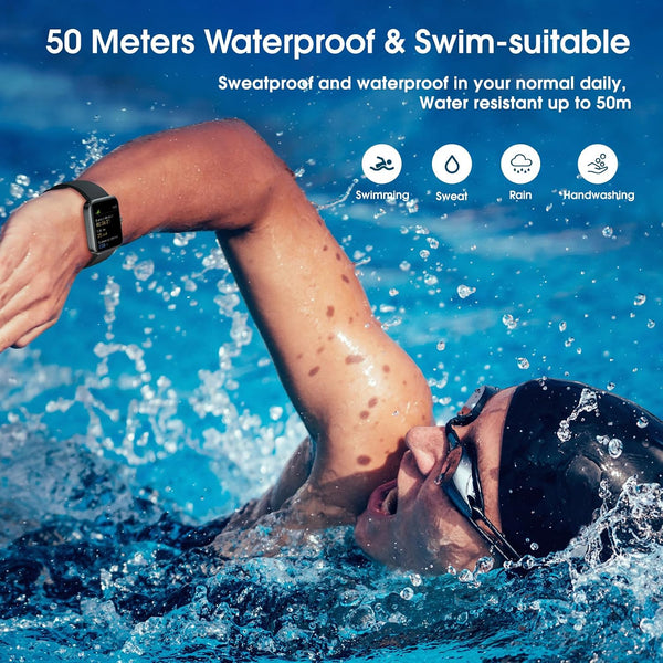 Fitness Tracker Watch, Step Tracker with Heart Rate, Blood Oxygen Sleep Monitor, IP68 Waterproof Pedometer, Step Calorie Counter, Health Fitness