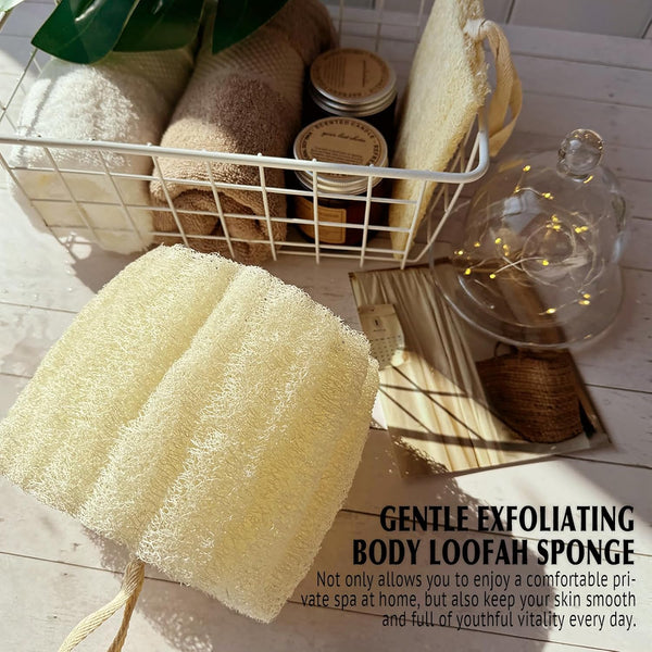 Natural Shower Loofah Sponge, Bath Exfoliating Loofa Body Scrubber, 5.5 “Soft and Easy Foaming Spa Lufa Sponges (3 Pack) 3 Count (Pack of 1)
