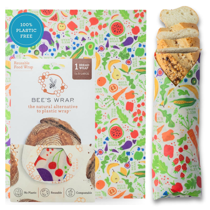 Bee's Wrap Beeswax Bread Wrap - Garden Party | Organic Beeswax Wraps - Plastic Free - Reusable Bread Storage - Sourdough, Artisan Loaves &