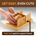 Bread Slicer for Homemade Bread - Bamboo Bread Slicer with Knife, Foldable Bread Slicing Guide with 3 Adjustable Thickness, Crumb Tray, Bread