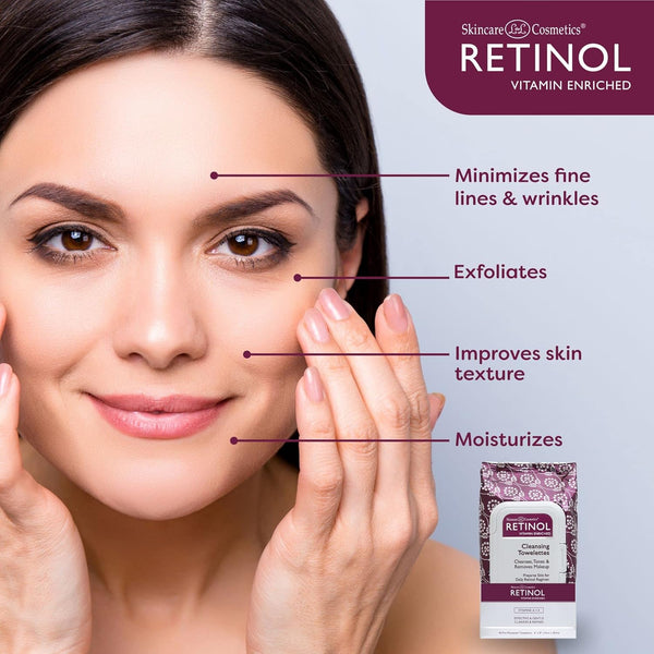 Retinol Anti-Aging Cleansing Towelettes Ã¢ÂÂ All-In-One Cleanser, Toner & Makeup Remover in a Convenient Pre-Moistened Wipe Ã¢ÂÂ On-The-Go