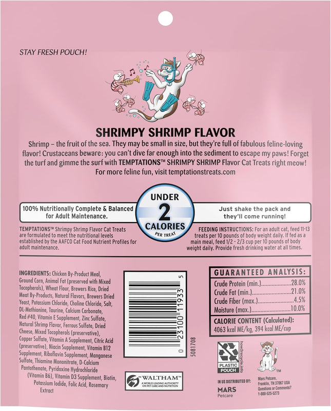 Temptations Classic Crunchy and Soft Cat Treats Shrimpy Shrimp Flavor, 6.3 Oz. P
