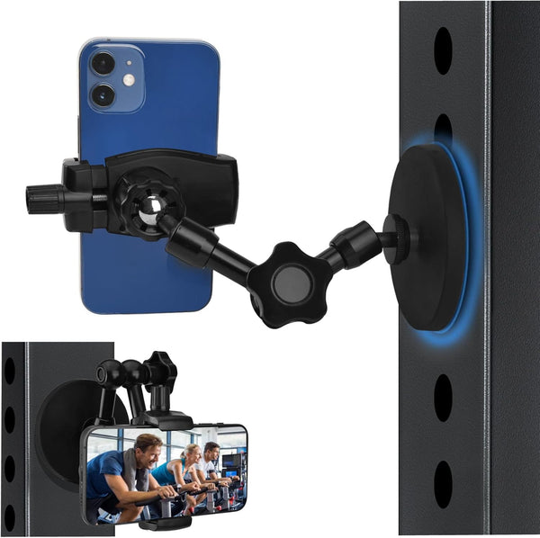 Gym Phone Mount Gym Magnetic Phone Holder with Magnet Base Attach to Metal Surface, Magnetic Phone Holder for Gym Boat Forklift Tractor