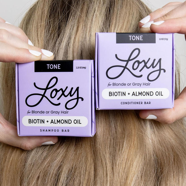 Naturel Toning Purple Shampoo and Conditioner Bar Set with Biotin for Blonde or Grey Hair, Shampoo Bar and Conditioner Bar for Blonde or Grey