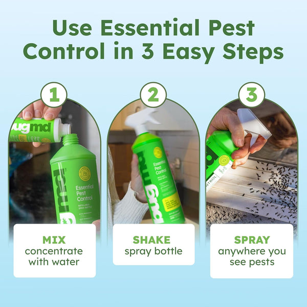 BugMD Ant Killer & Bug Spray Concentrate - Indoor Cockroach and Roach Killer, Spider Spray for Home, Fly and Insect Defense, Essential Oils,