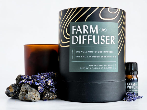 Volcanic Stone Diffuser with Lavender Essential Oil Ã¢ÂÂ Lava Rock Diffuser for Essential Oils | Cordless Passive Diffuser for Desk, Bedroom, or