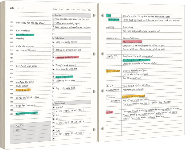 EMSHOI Undated Daily Planner - A4 Large to Do List Notebook Appointment Book for Productivity Time Management, with Hourly Planner Refills,