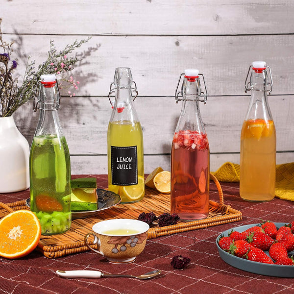 8 Set 16 OZ Swing Top Glass Bottles - Flip Top Beer Brewing Bottles with Stopper for Fermentation, Kombucha, Mead Kefir, Vanilla Extract, Juice,
