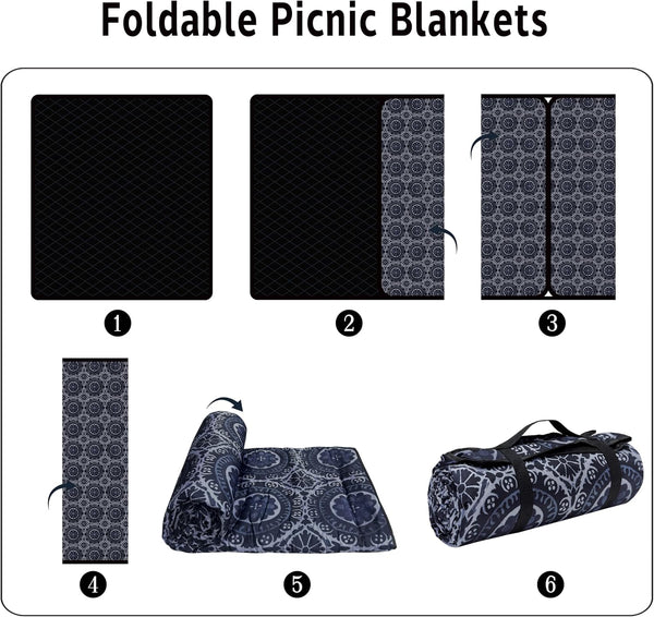 Supfitness Extra Large Picnic Blankets Waterproof Foldable (60 "x 80") Beach Blanket Waterproof Sandproof,3-Layer Thicking Mat Outdoor Packable