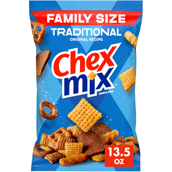 Chex Mix Traditional Original Recipe Snack Mix, Savory Snack Bag, Family Size, 13.5 oz Traditional 13.5 Ounce (Pack of 1)