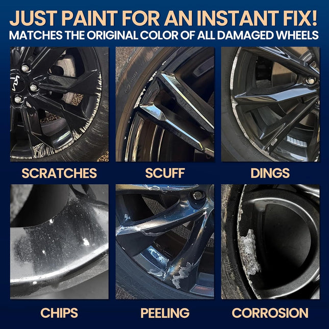 cocomfix Gloss Black Rim Touch Up Paint, Rim Paint Pen, Car Wheel Scratch Repair Kit for Curb Rash & Scratches, Universa