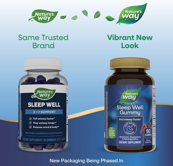 NatureÃ¢ÂÂS Way Sleep Well Gummies, Sleep Support for Adults*, with Melatonin, Ashwagandha and Magnesium, Berry Flavored, 90 Gummies