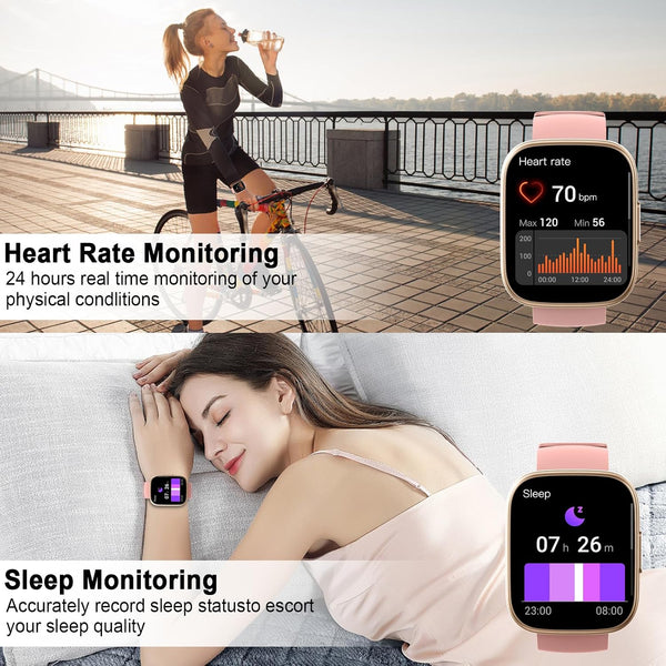 Smart Watch for Women, 1.95" HD Touchscreen Fitness Tracker with Bluetooth Calling, Fitness Watch with 110+ Sports Modes/Heart Rate/Sleep Monitor,