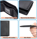 Trifold Wallet for Men, Leather Wallets with 8 Card Slot and 2 Money Pocket and 1 Clear Photo Slot + 1 Minimalist Leather Card Pocket with 6 Card