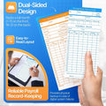 Flexzion Monthly Time Cards for Employees - Dual-Sided, Orange/Blue Attendance Tracker, 270-Piece Time Sheets Compatible with 6-Column Time Clock