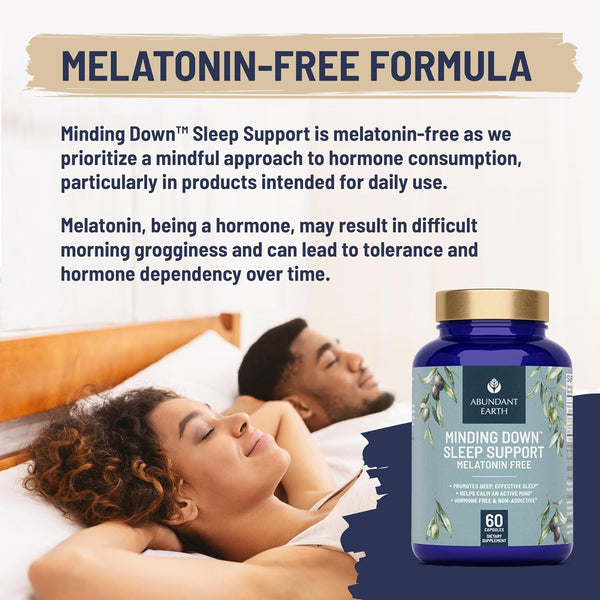 Natural Sleep Aid for Adults Minding down Sleep Support Supplement Max Strength Deep Sleep Supplement without Melatonin to Calm & Restore the