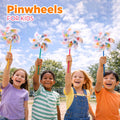 4E's Novelty 24 Pack DIY Pinwheels Craft for Kids, Bulk Summer Pinwheel Craft Kit, Color Your Own Paper Windmill Patriotic Pinwheels for Kids Bulk