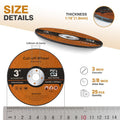 25 PCS 3 Inch Cut Off Wheels Metal and Stainless Steel Cutting Wheel for Angle Grinder 3"x1/16"x3/8"Cutting disc Die Grinder Cut Off Wheel Fits