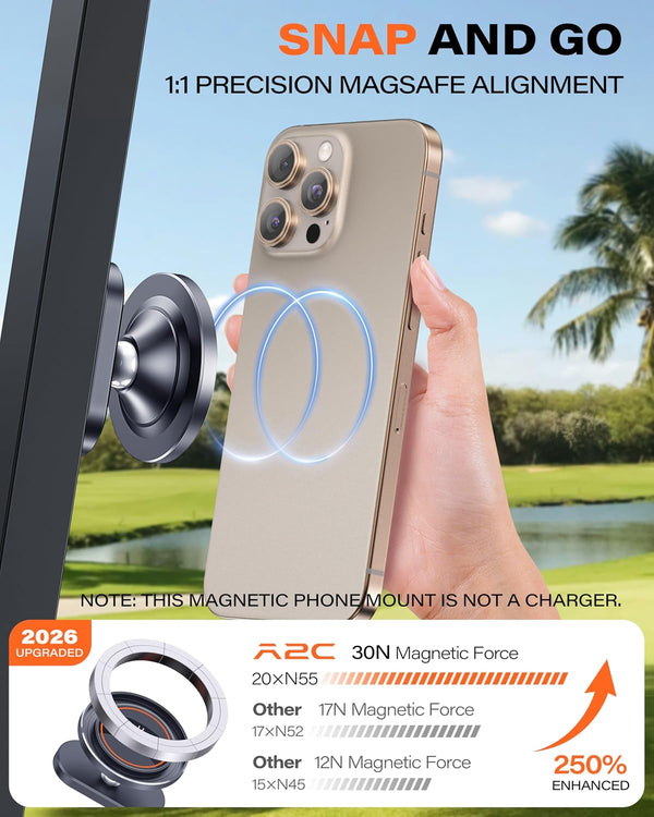 A2C Alloy Magnetic Golf Cart Phone Holder, Unique Golf Accessories for Men | Golf Gift for Men Dad Father Husband Women Golfers, Golf Accessories