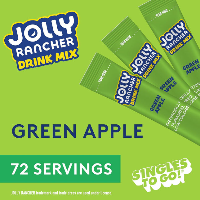 Jolly Rancher Singles to Go Powdered Drink Mix, Green Apple, 72 Total Servings, 